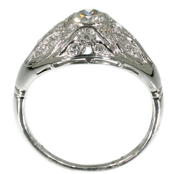 Diamonds covered low domed platinum estate ring early 20th century (image 4 of 16)